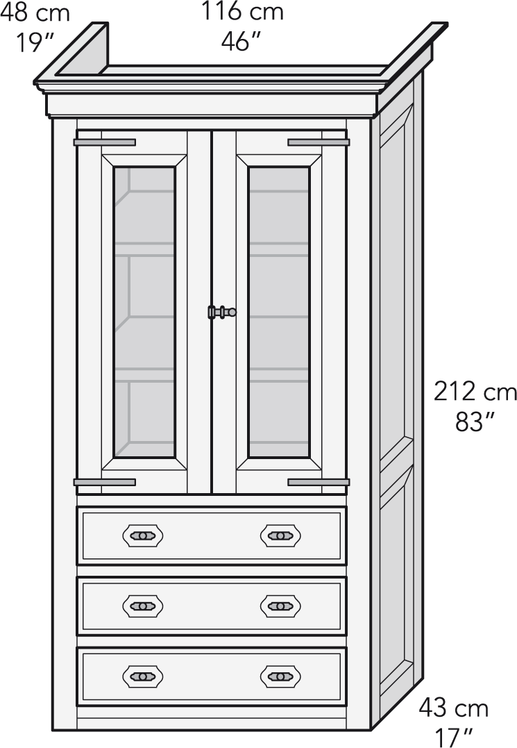 Módulo vitrina cajones