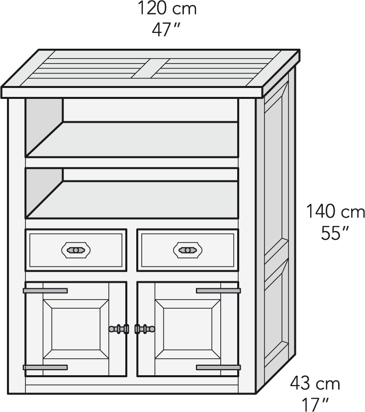 Modular estantes puerta cajones