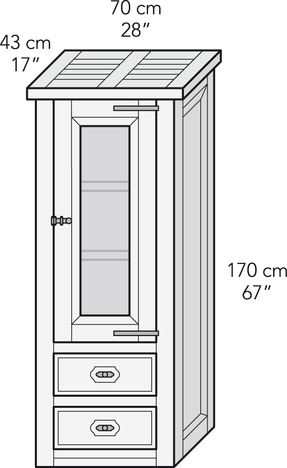 Modular 1 vitrina cajones